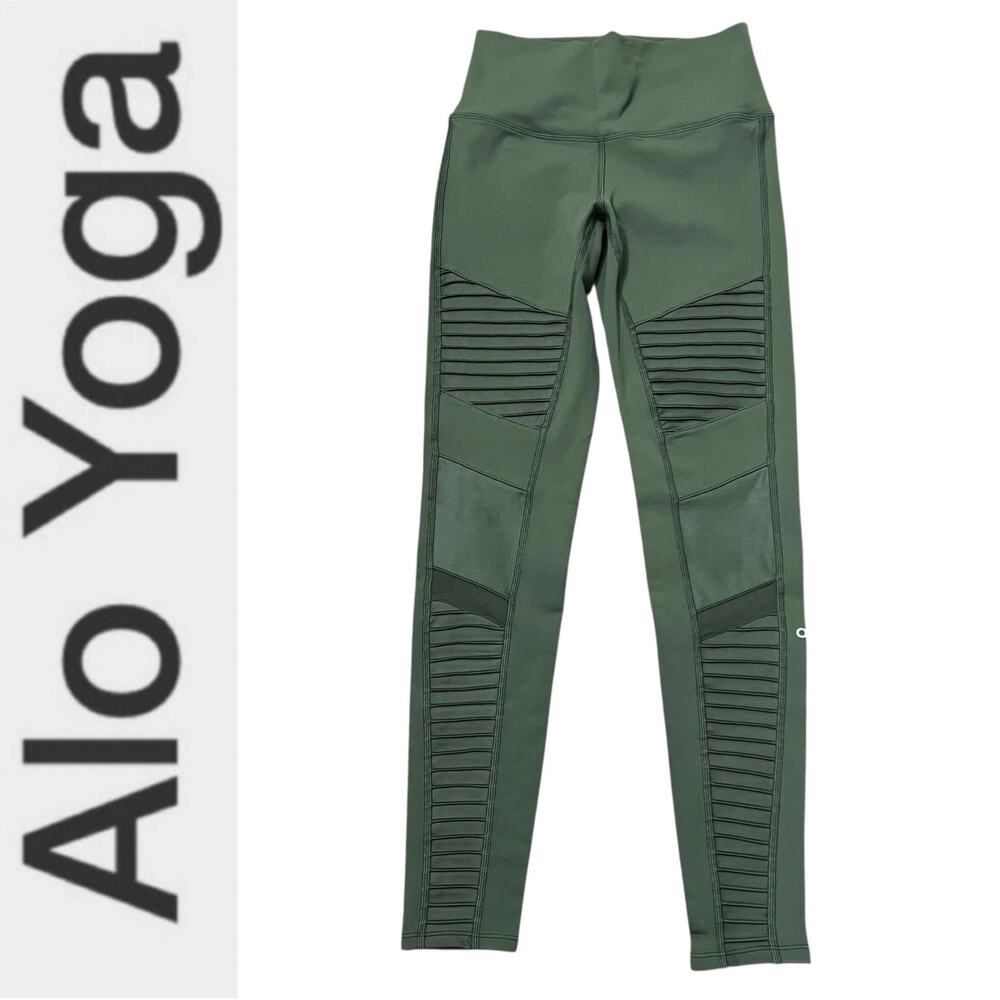 Alo Yoga Women's Hunter‎ Green Moto Pull-on Leggings Size Small